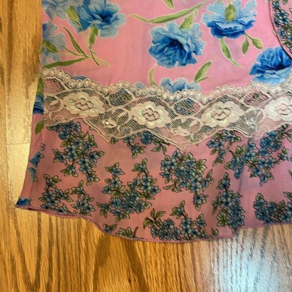 Coquette Blouse, Robbie Bee Floral Top, blue, pink, 16W - Picture 3 of 7